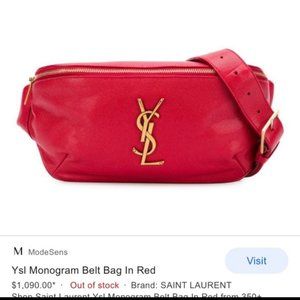 Saint Laurent  Fanny Pack Belt Ysl Logo red leathe